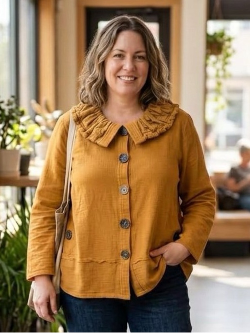 Neon Buddha Button Front Jacket Cadigan